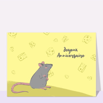 Carte anniversaire animaux : Joyeux anniversaire petite souris
