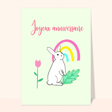 Carte Joyeux anniversaire petit lapin blanc