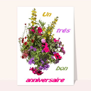 Carte anniversaire fleurs : Bouquet de toutes couleurs