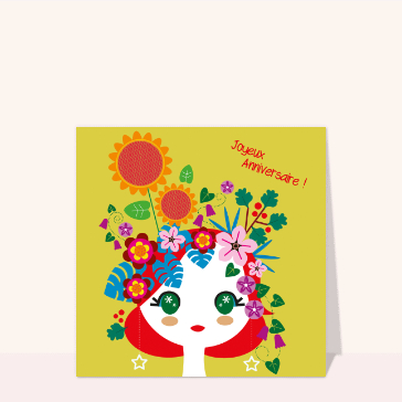 Joyeux anniversaire couleurs de l`été Cartes anniversaire fleurs