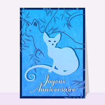 Carte anniversaire chat : Joyeux anniversaire et chat bleu
