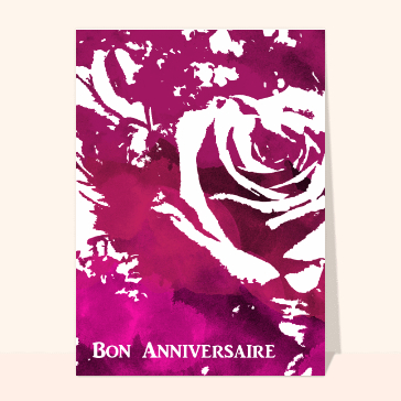 Carte anniversaire 60 ans : Bon anniversaire empreinte d'une rose