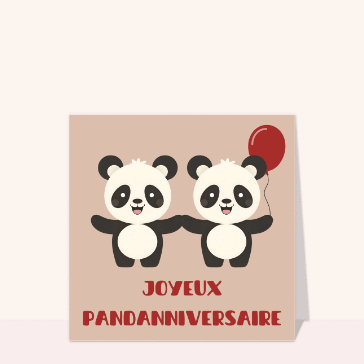 Carte anniversaire bébé : Joyeux anniversaire avec des petits pandas