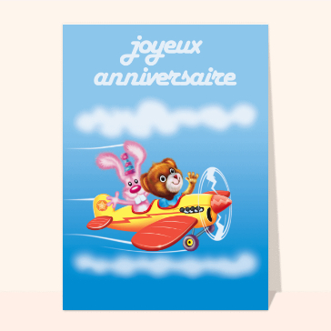 Carte anniversaire enfant : Joyeux anniversaire dans un petit avion