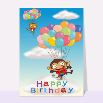 Carte anniversaire enfant : Happy birthday avec plein de ballons