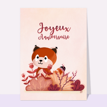 Carte anniversaire enfant : Carte anniversaire Panda roux