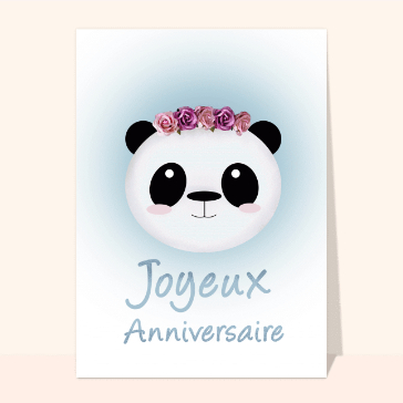 Carte anniversaire enfant : Carte anniversaire panda mignon
