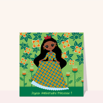 Carte anniversaire enfant : Joyeux anniversaire petite princesse africaine