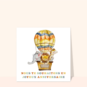 Carte Joyeux anniversaire dans une montgolfière
