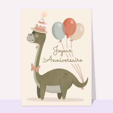 Carte anniversaire enfant : Dinosaure joyeux anniversaire