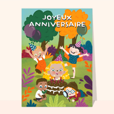 Carte anniversaire enfant : Joyeux anniversaire dans la nature