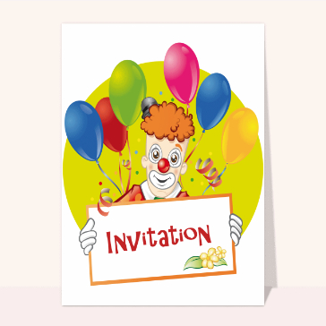 Invitation anniversaire : Clown rigolo invitation anniversaire