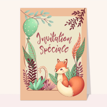 Carte Invitation spéciale avec un petit renard