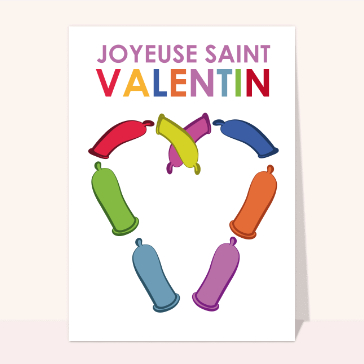 Carte Saint Valentin humour : Un coeur en préservatifs