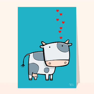 Carte Jolie comme une vache amoureuse