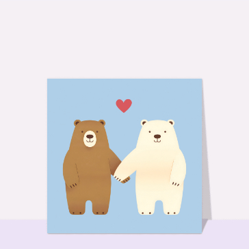 Cartes de Saint Valentin : Oursons d'amour sur fond apaisant