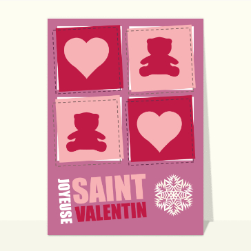 Carte Saint-Valentin mignonne : Les petits nounours et les coeurs