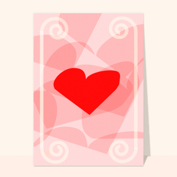 Carte avec coeurs : Coeur sur fond rose