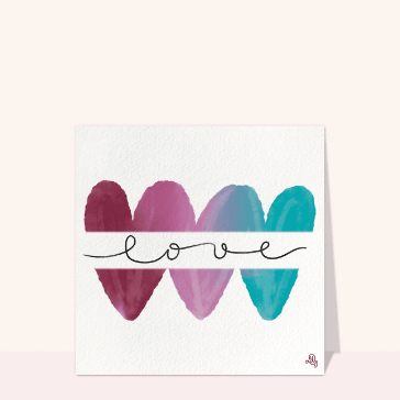 Amour et St Valentin : Love avec 3 coeurs