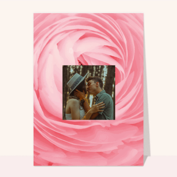 Carte Saint Valentin personnalisée : Une belle rose rose
