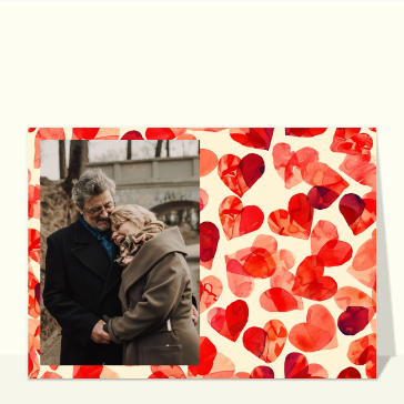 Carte Saint Valentin personnalisée : Fond de coeurs rouges