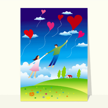 carte saint valentin : Un amour au 7eme ciel