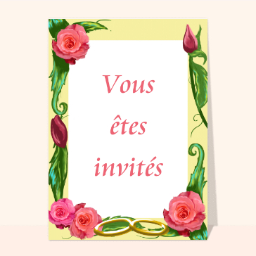 invitation de mariage : Invitation mariage et cadre fleuri