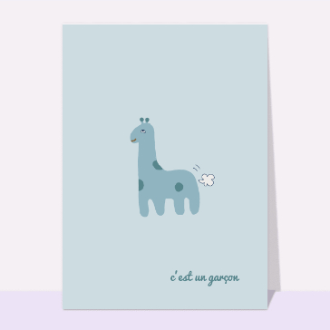 Carte Une girafe qui annonce un petit garcon