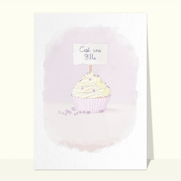 Faire-part de naissance : Cupcake doux pour une petite princesse