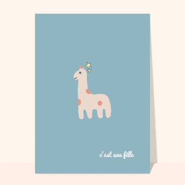 Faire-part de naissance original : Giraffe étoilée pour une petite fille