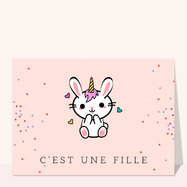 Faire-part de naissance original : Unicornes et cœurs pour une douce arrivée