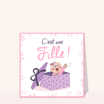 Faire-part naissance fille un trésor est arrivé : c'est une fille !