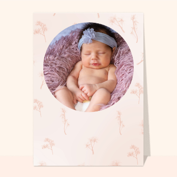 Faire-part naissance personnalisé éveil floral pour un nouveau-né