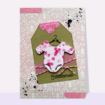 Carte Romantique pyjama pour une petite fille