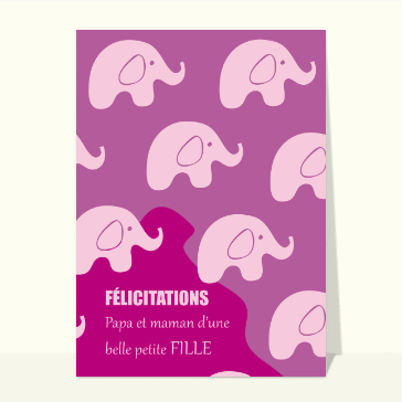 Félicitations naissance : Éléphants roses pour une belle arrivée