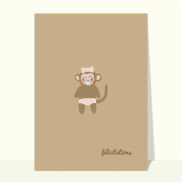 Félicitations naissance : Petit singe à la découverte du bonheur