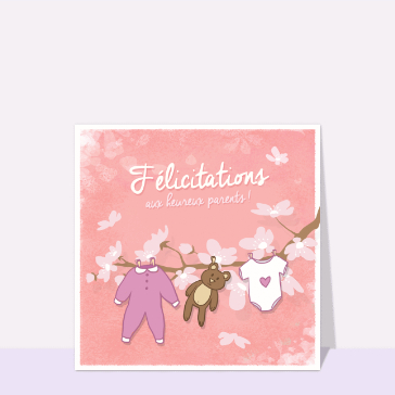 Carte félicitation naissance : Jolie tenue pour une petite princesse