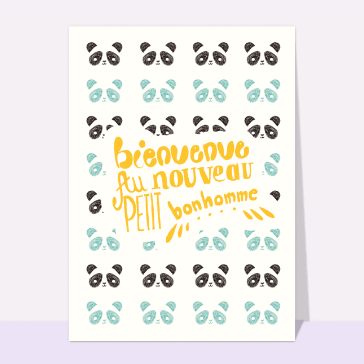 Carte Panda doux pour accueillir bébé garçon