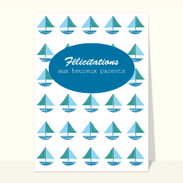 Carte de félicitations de naissance : Bateaux à voile pour fêter l'arrivée d'un garçon