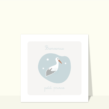 Carte félicitations naissance garçon une cigogne pour notre petit héros