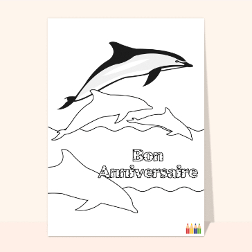 Coloriage bon anniversaire dauphins cartes coloriages
