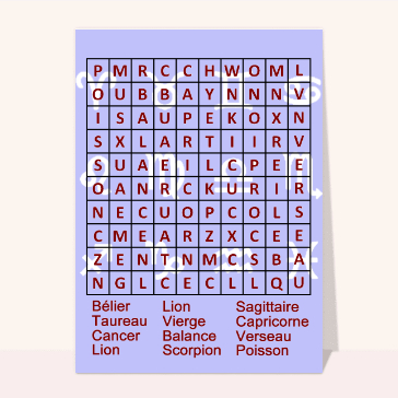 Mots caches astrologie cartes des mots pour jouer