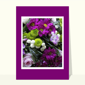 faire-part de décès : Faire-part de décès avec des fleurs violettes