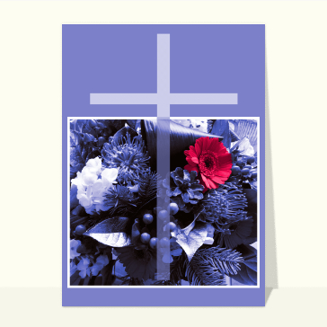 Pour présenter ses condoléances : Une croix sur un bouquet