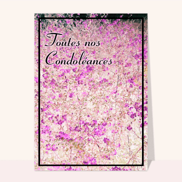 Carte condoléances fleurs : Toutes nos condoléances dans un champ de fleurs
