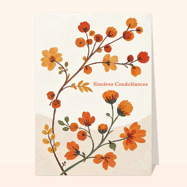 Carte condoléances fleurs sincères condoléances