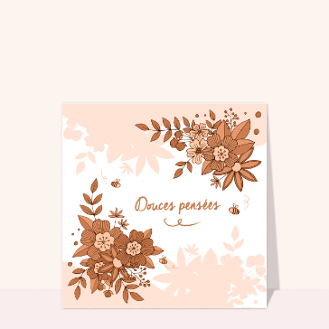 Carte condoléances fleurs douces pens&eacute;es