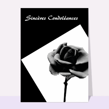 Carte condoléances fleurs : Sincères condoléances en noir et blanc