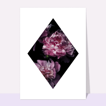 Carte condoléances fleurs : Losange de fleurs et condoléances