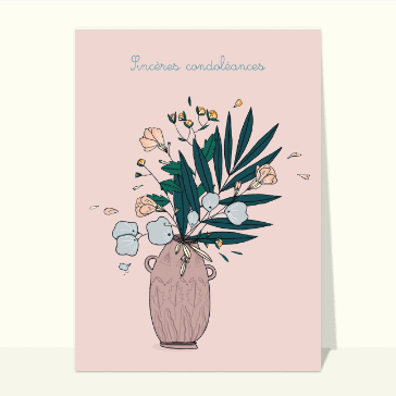 Carte condoléances fleurs : Sincères condoléances et carte florale